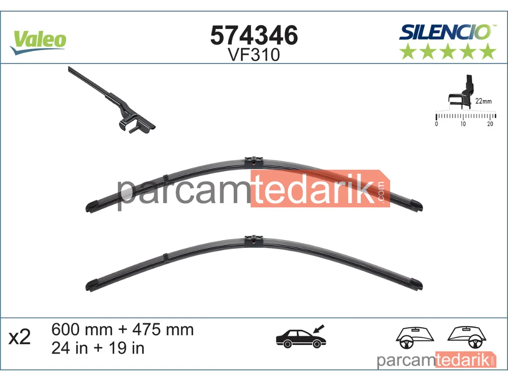 574346 | Silecek Süpürgesi (475 mm) — Skoda Octavia II Combi, VW Golf V, Skoda Octavia II
